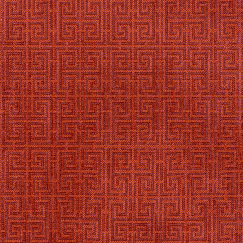 Chinois Fret Oxblood / Lacquer 54951 by Schumacher Designer Fabric ESSENTIALS: SMALL-SCALE UPHOLSTERY I COTTON 95% POLIAMMIDIC 5% FRANCE MARTINDALE 36,000 </p><p>Repeat: Horizontal: 4 1/2" (11CM) and Vertical: 2 3/8" (6CM) 56 - Swanky Fabrics -
