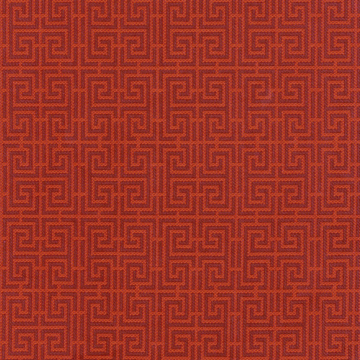 Chinois Fret Oxblood / Lacquer 54951 by Schumacher Fabric ESSENTIALS: SMALL-SCALE UPHOLSTERY I COTTON 95% POLIAMMIDIC 5% FRANCE MARTINDALE 36,000 </p><p>Repeat: Horizontal: 4 1/2" (11CM) and Vertical: 2 3/8" (6CM) 56 - Fabric Carolina -