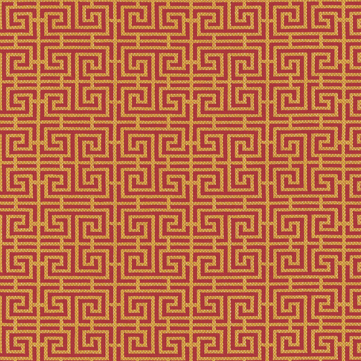 Chinois Fret Cinnabar / Gold 54952 by Schumacher Fabric ESSENTIALS: SMALL-SCALE UPHOLSTERY I See Sample FRANCE HEAVY DUTY </p><p>Repeat: Horizontal: 4 1/2" (11CM) and Vertical: 2 3/8" (6CM) 56" (142CM) - Fabric Carolina -