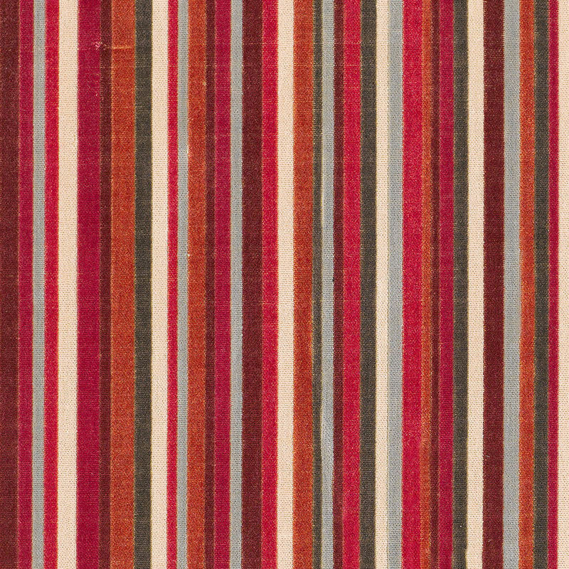 Syncopated Velvet Stripe Azalea / Aqua 55321 by Schumacher Fabric MODERN WOVENS COTTON 88% VISCOSE 12% ITALY </p><p>Repeat: Horizontal: 13" (33CM) and Vertical: 52.375 - Fabric Carolina -