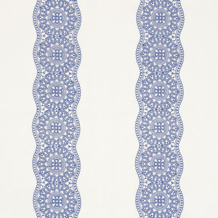 Alencon Blue 55422 by Schumacher Fabric - 95% Linen, 5% Cotton - Horizontal: 18 and Vertical: 6.375 54 - Fabric Carolina -
