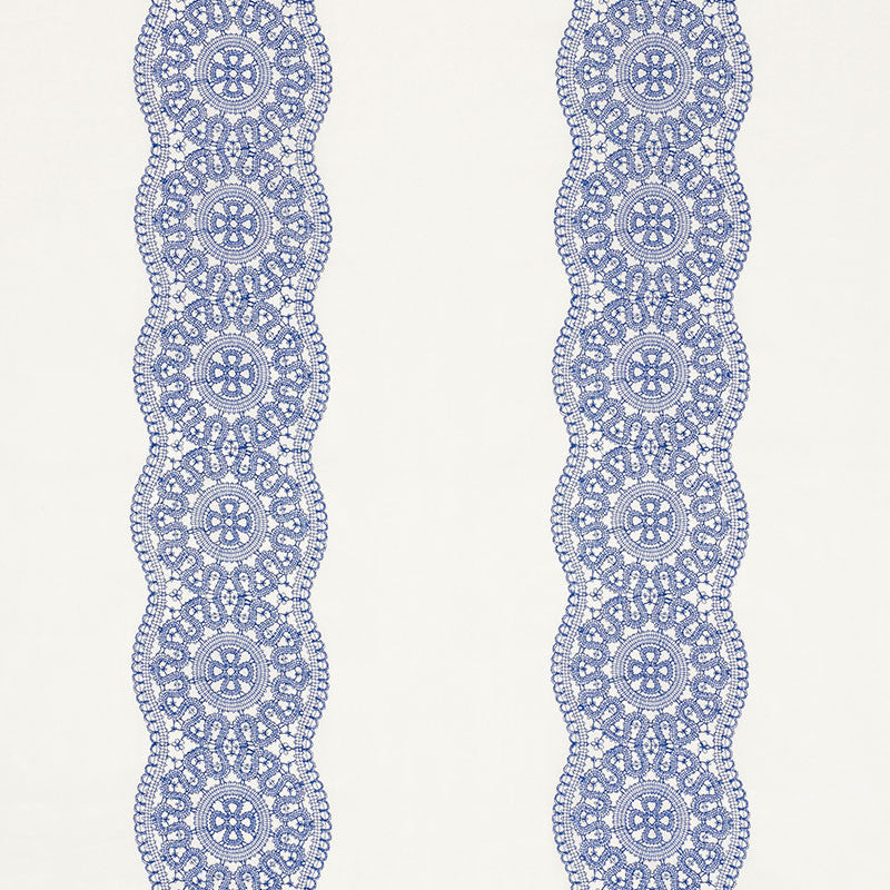 Alencon Blue 55422 by Schumacher Fabric RHAPSODY IN BLUE LINEN 95% COTTON 5% BELGIUM </p><p>Repeat: Horizontal: 18" (46CM) and Vertical: 6 3/8" (16CM) 54 - Fabric Carolina -