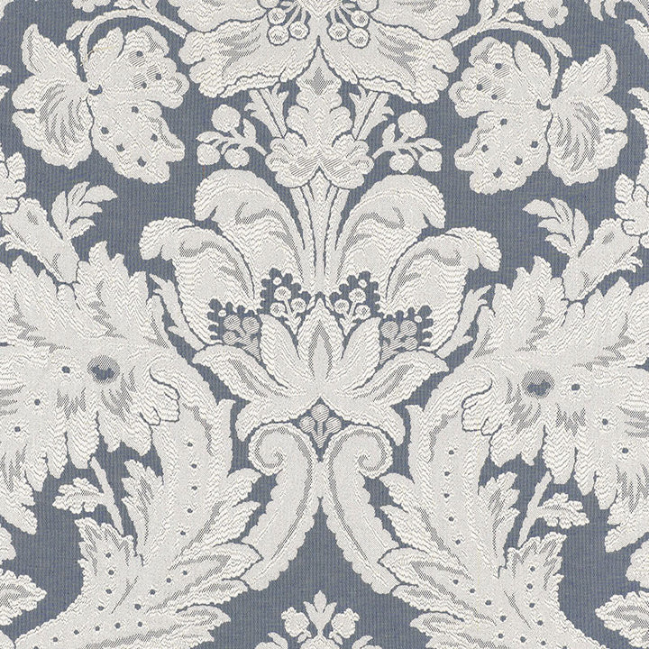 Rufina Damask Delft 55573 by Schumacher Fabric VILLA See Sample ITALY LIGHT DUTY </p><p>Repeat: Horizontal: 27 1/2" (70CM) and Vertical: 26 1/2" (68CM) 55" WIDE (140CM) - Fabric Carolina -