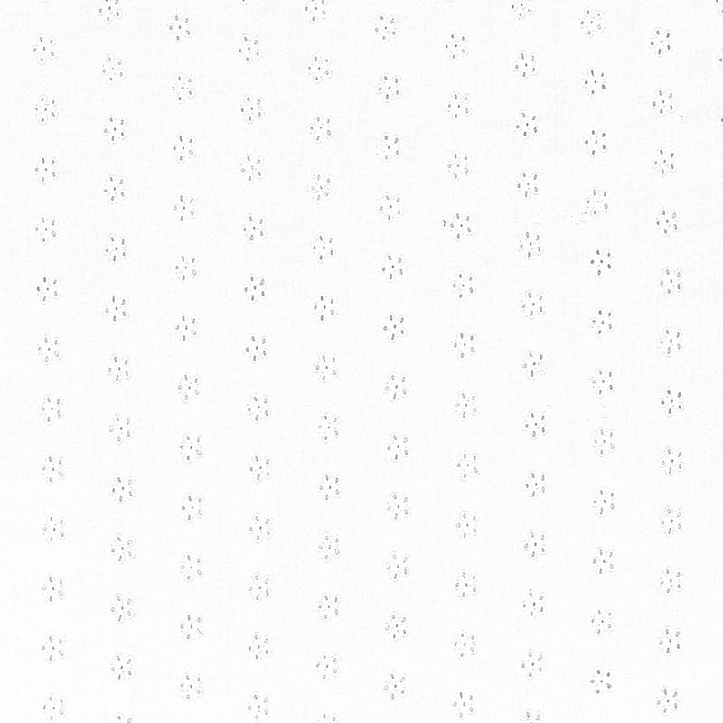 Angela Eyelet White 55680 by Schumacher Fabric BREEZE / SHEERS See Sample INDIA . </p><p>Repeat: Horizontal: 1 1/8" (3CM) and Vertical: 1" (3CM) 51" WIDE (130CM) - Fabric Carolina -