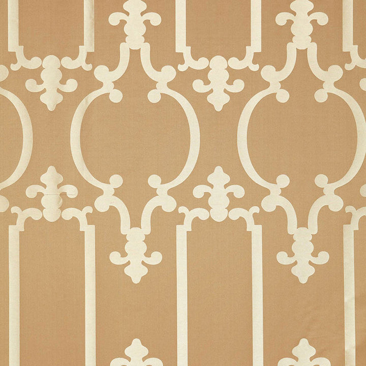 Ornamental Silk Taupe 55862 by Schumacher Designer Fabric MODERN GLAMOUR SILK 73% COTTON 27% INDIA </p><p>Repeat: Horizontal: 13 7/8" (35CM) and Vertical: 26 7/8" (68CM) 55.5 - Swanky Fabrics -