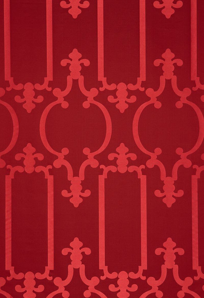 Ornamental Silk Ruby Lacquer 55864 by Schumacher Fabric Modern-Glamour 73% Silk, 27% Cotton - Horizontal: 13.875 and Vertical: 26.875 55.5 - Fabric Carolina -
