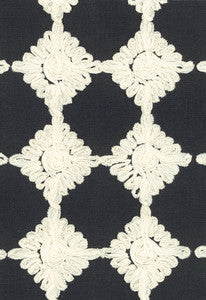 Rosette Embroidery Charcoal 55870 by Schumacher Fabric