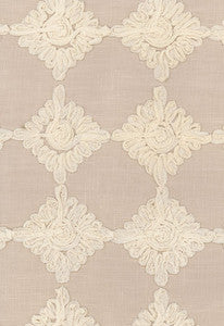 Rosette Embroidery Alabaster 55872 by Schumacher Fabric