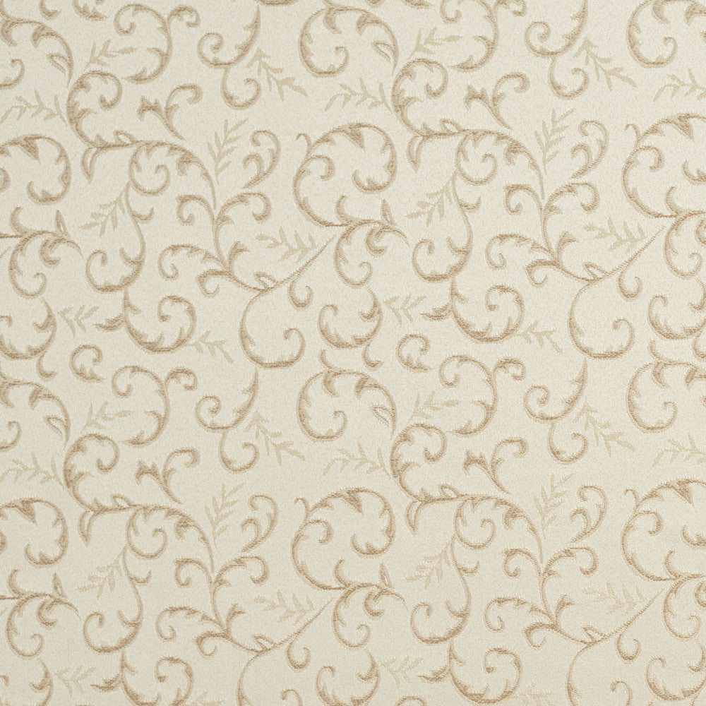 5642 Ivory/Vine by Charlotte Fabric Dazzling Damasks II 100% Woven Polyester Asia Exceeds 48,000 Wyzenbeek Rubs (Heavy Duty) Horizontal: 7.5" x Vertical: 7.25" 54 Inches - Fabric Carolina -