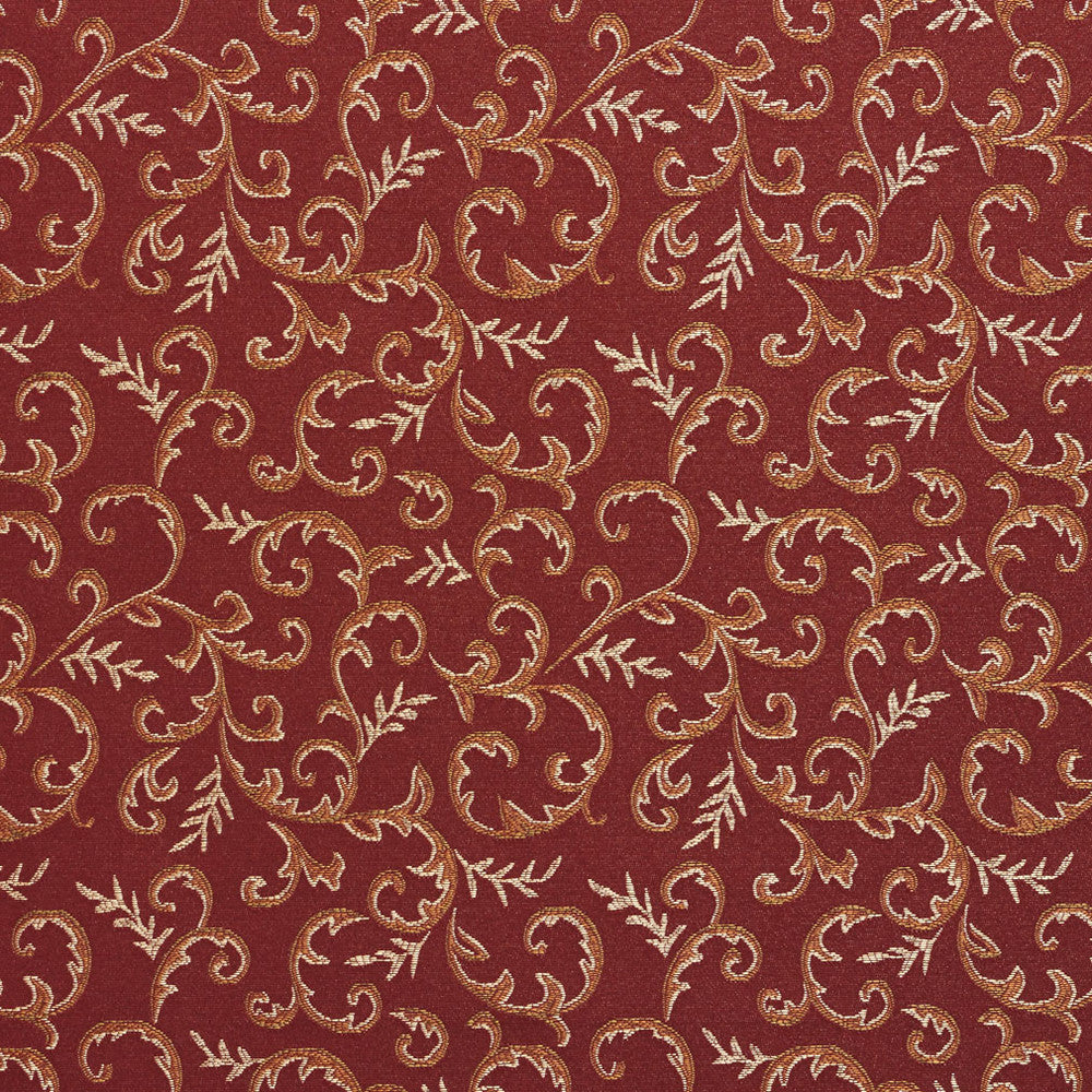 5643 Brandy/Vine by Charlotte Fabric Dazzling Damasks II 100% Woven Polyester Asia Exceeds 48,000 Wyzenbeek Rubs (Heavy Duty) Horizontal: 7.5" x Vertical: 7.25" 54 Inches - Fabric Carolina -