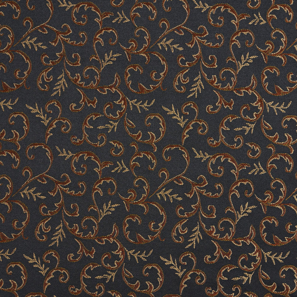 5644 Onyx/Vine by Charlotte Fabric Dazzling Damasks II 100% Woven Polyester Asia Exceeds 48,000 Wyzenbeek Rubs (Heavy Duty) Horizontal: 7.5" x Vertical: 7.25" 54 Inches - Fabric Carolina -