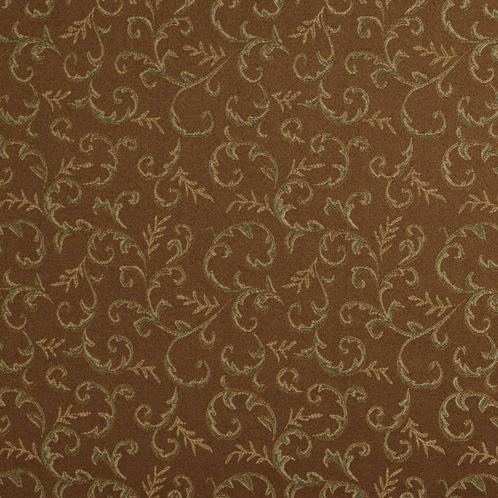 5646 Toffee/Vine by Charlotte Fabric Dazzling Damasks II 100% Woven Polyester Asia Exceeds 48,000 Wyzenbeek Rubs (Heavy Duty) Horizontal: 7.5" x Vertical: 7.25" 54 Inches - Fabric Carolina -