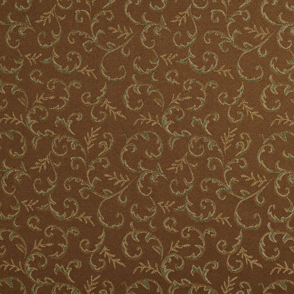 5646 Toffee/Vine by Charlotte Fabric Dazzling Damasks II 100% Woven Polyester Asia Exceeds 48,000 Wyzenbeek Rubs (Heavy Duty) Horizontal: 7.5" x Vertical: 7.25" 54 Inches - Fabric Carolina -