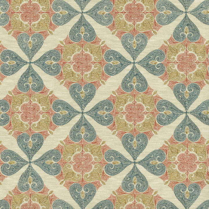 Oasis Emb. Indienne 570030 by VILLA D'ASCOLI Fabric - Base 72% polyester, 28% cotton / Emb. 100% polyester India 51000 Horizontal: 6.75 and Vertical: 6.27 56 - Fabric Carolina -
