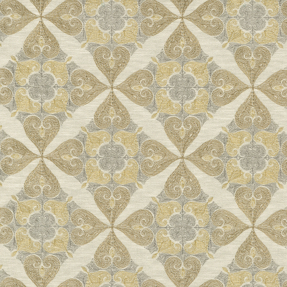Oasis Emb. Chai 570031 by VILLA D'ASCOLI Designer Fabric - Base 72% polyester, 28% cotton / Emb. 100% polyester India 51000 Horizontal: 6.75 and Vertical: 6.27 56  - Swanky Fabrics -