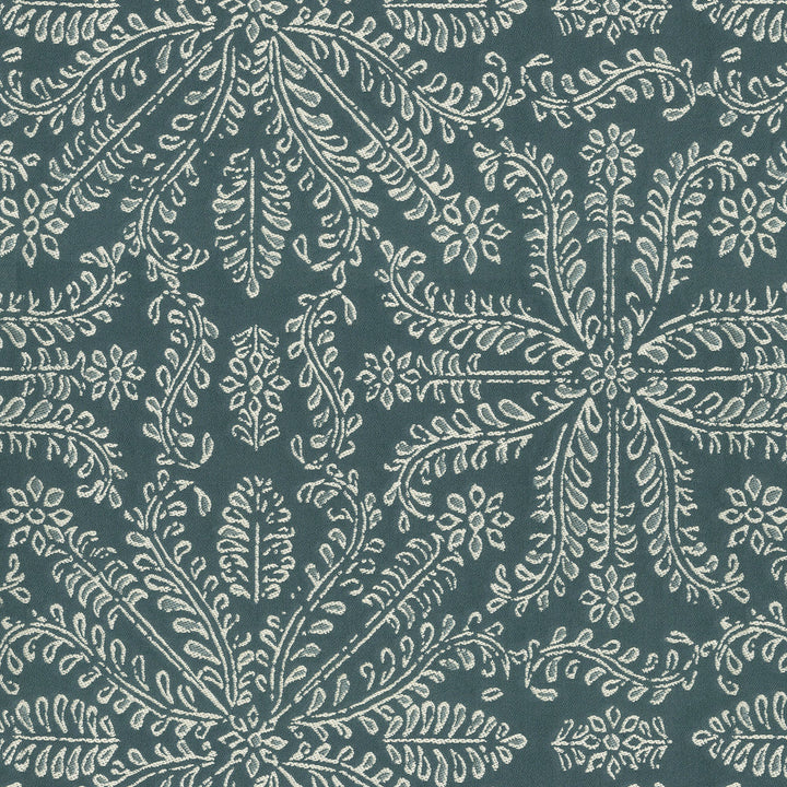 Taj Tile Indigo 570040 by VILLA D'ASCOLI Designer Fabric - 60% cotton, 26% polyester, 14% rayon India 28000 Horizontal: 13.5 and Vertical: 14.62 54  - Swanky Fabrics -