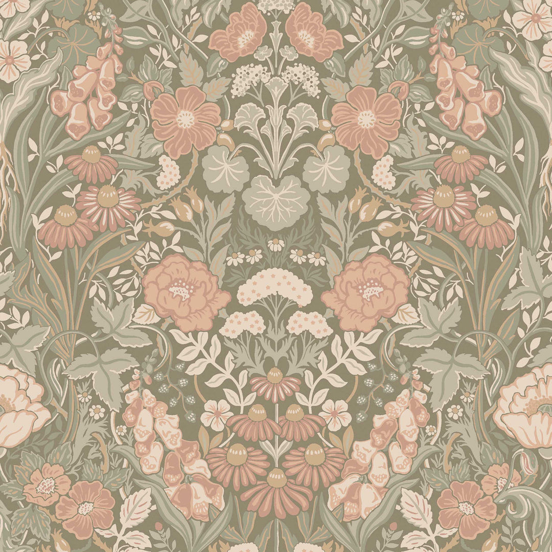 Örtagård - Blush And Sage by Schumacher Wallcovering