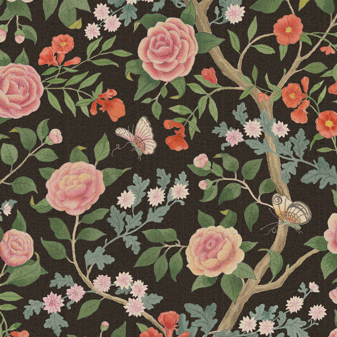 Kamelia - Black by Schumacher Wallcovering
