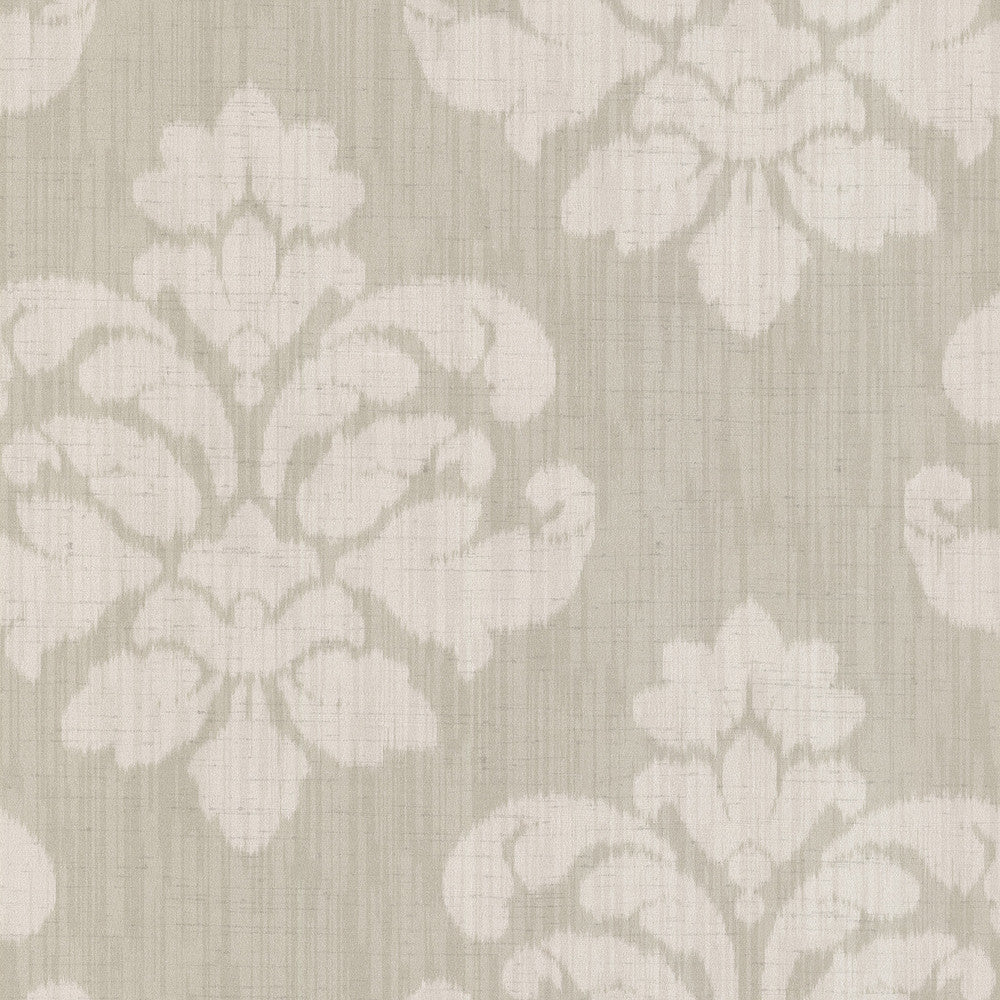 Mallory Beige Ikat Medallion Wallpaper by Kenneth James Joseph Abboud Covers about 56.4 square feet 20.5-in by 33-ft long roll Unpasted 21 - Fabric Carolina -