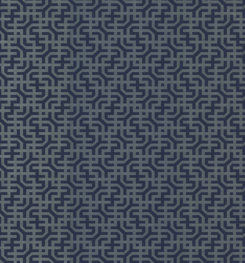 Dynastic Lattice Navy Wallpaper by York Wallcoverings Traveler Covers about 56.4 square feet 20.5-in by 33-ft long roll Unpasted 12.8 - Fabric Carolina -