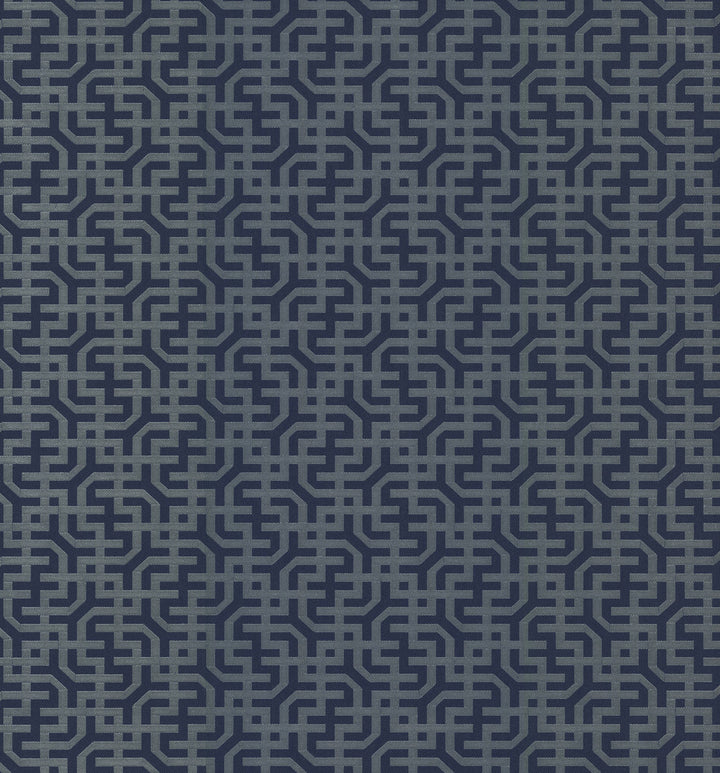Dynastic Lattice Navy Wallpaper by York Wallcoverings Traveler Covers about 56.4 square feet 20.5-in by 33-ft long roll Unpasted 12.8 - Fabric Carolina -