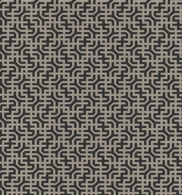 Dynastic Lattice Black Wallpaper by York Wallcoverings Traveler Covers about 56.4 square feet 20.5-in by 33-ft long roll Unpasted 12.8 - Fabric Carolina -
