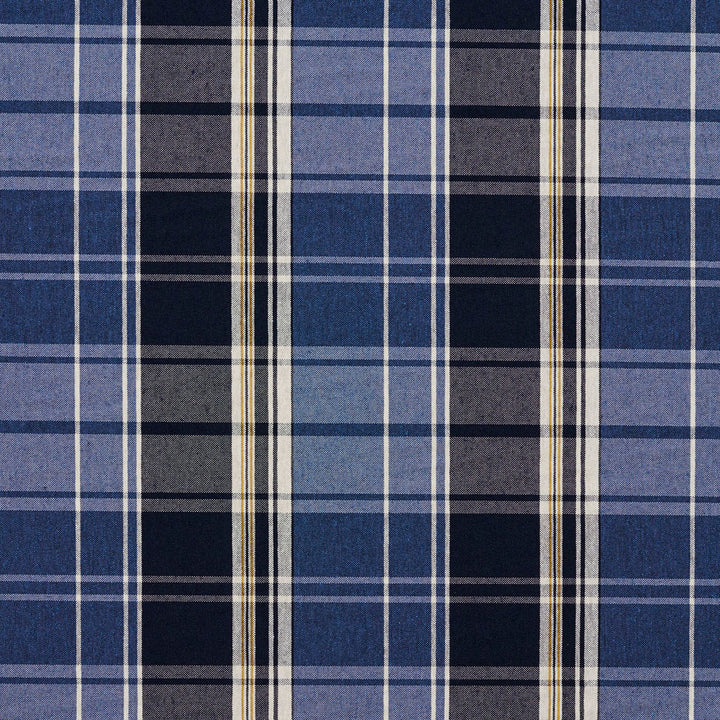 5809 Cobalt Plaid by Charlotte Fabric Classic Patterns 52% Polyester, 48% Cotton Made In USA Exceeds 200,000 Wyzenbeek Rubs (Heavy Duty) Horizontal: 6.5" X Vertical: 7" 54 Inches - Fabric Carolina -