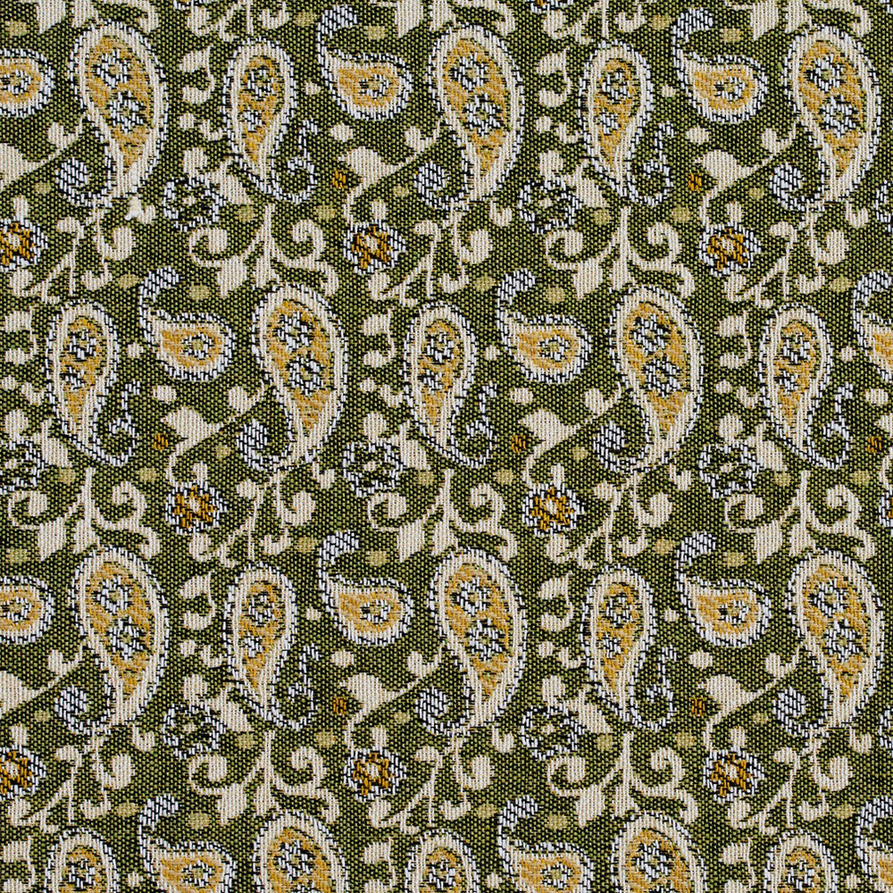 5848 Spring Paisley by Charlotte Fabric Classic Patterns 52% Polyester, 48% Cotton Made In USA Exceeds 160,000 Wyzenbeek Rubs (Heavy Duty) Horizontal: 3" X Vertical: 4.75" 54 Inches - Fabric Carolina -