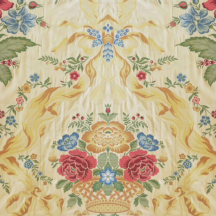 Washington Lampas Cream & Multi 60820 by Schumacher Fabric - 100% Silk Martindale 15,000 Horizontal: 24 and Vertical: 60 54 - Fabric Carolina -