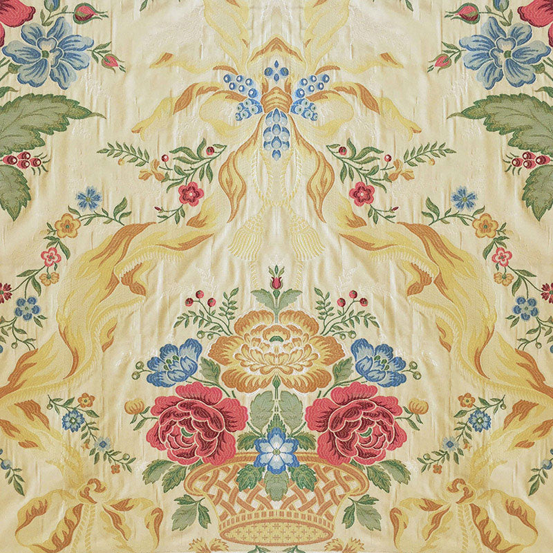 Washington Lampas Cream & Multi 60820 by Schumacher Designer Fabric WOVEN FABRICS XVII See Sample ITALY LIGHT DUTY </p><p>Repeat: Horizontal: 24" (61CM) and Vertical: 60" (152CM) 54" WIDE (137CM) - Swanky Fabrics -