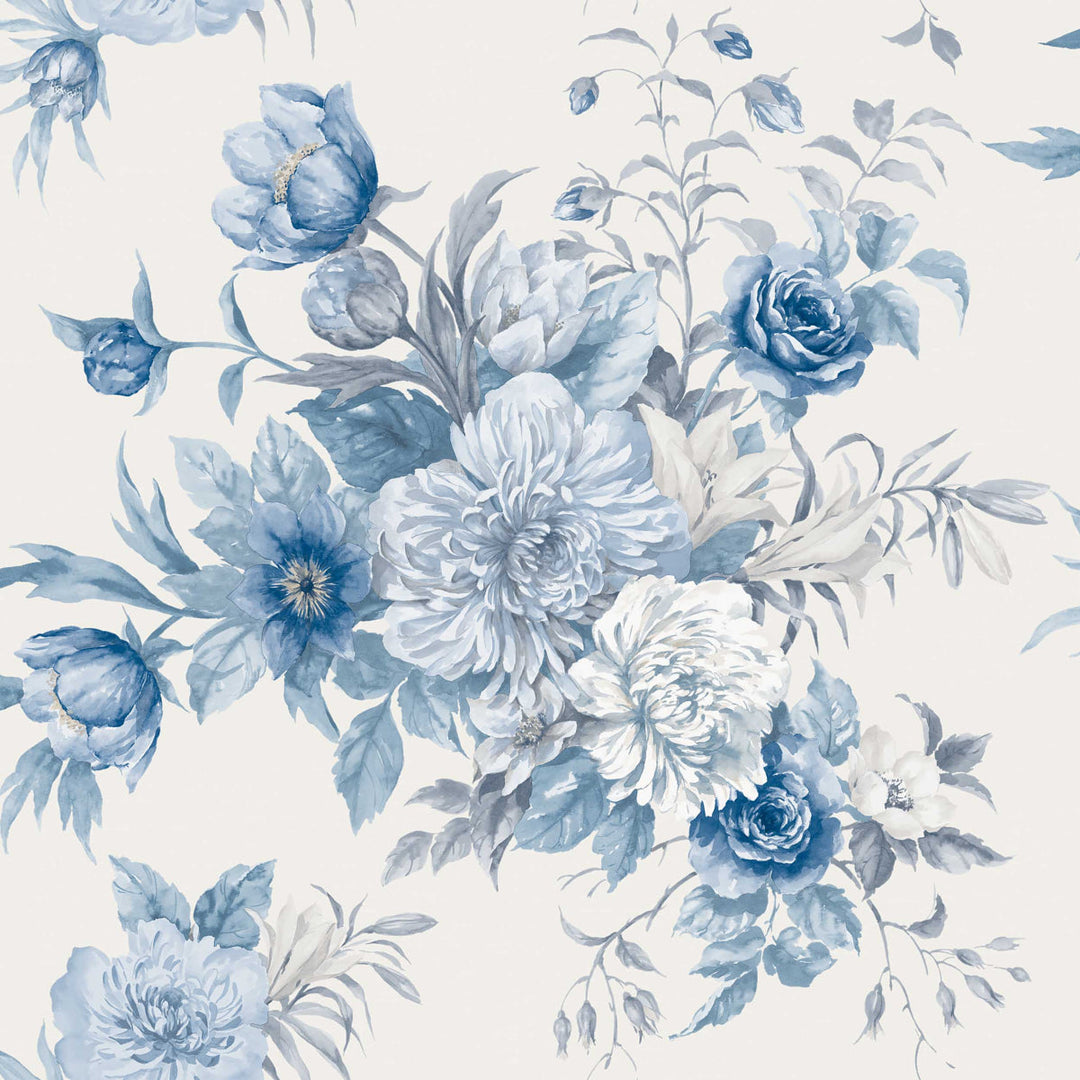 Floral Charm - Blue And White by Schumacher Wallcovering