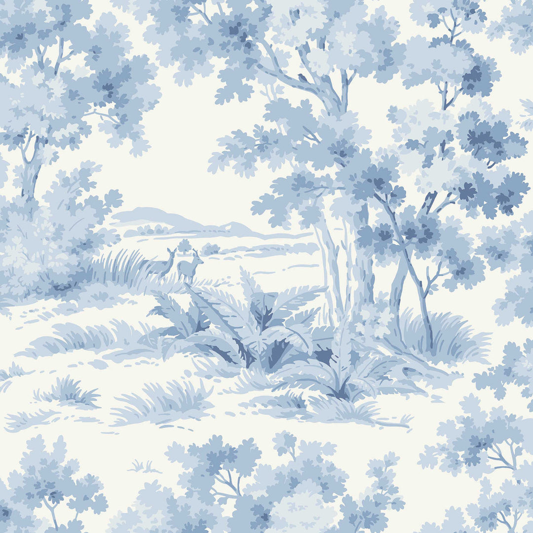 Countryside Morning - Blue And White by Schumacher Wallcovering