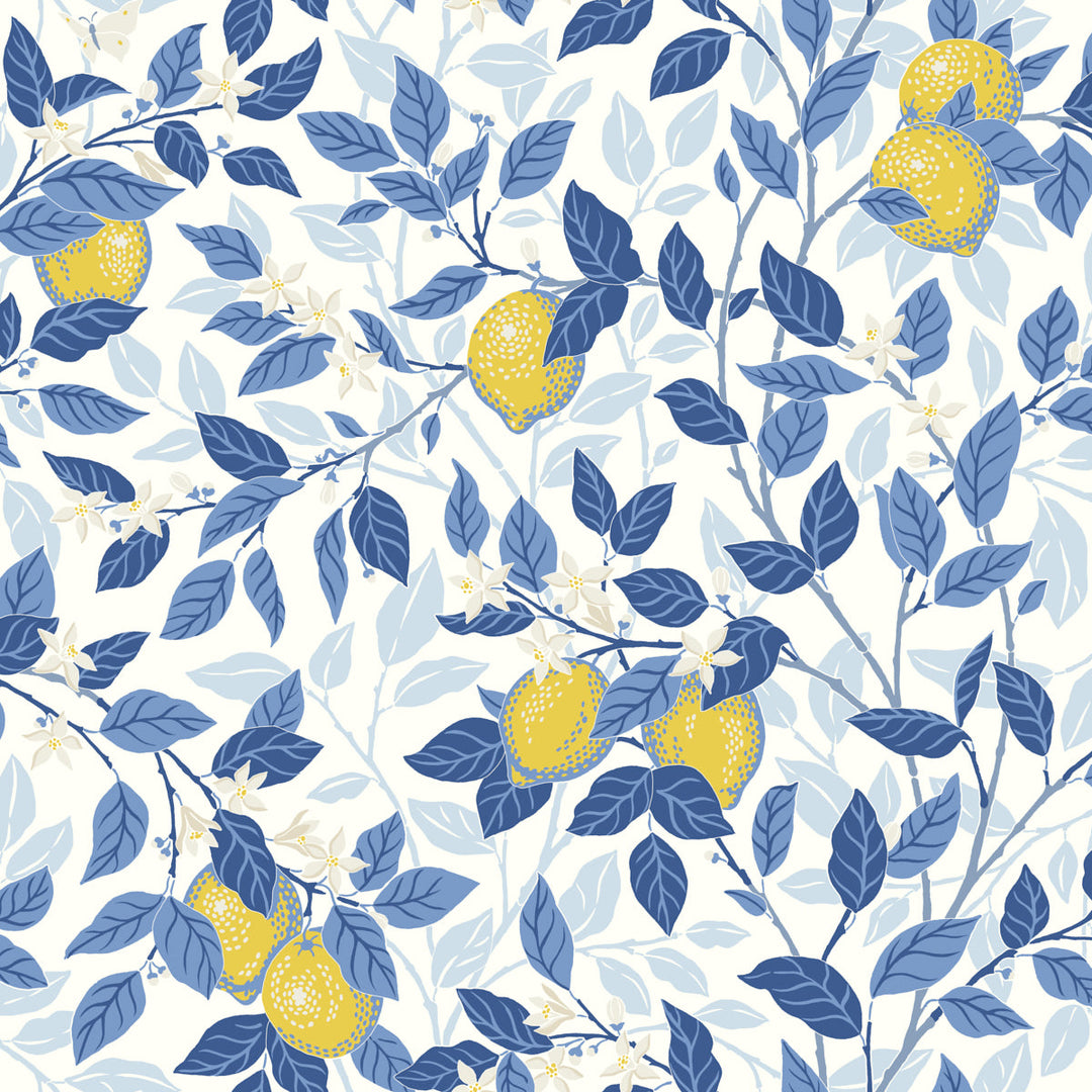 Citronträd - Blue And Yellow by Schumacher Wallcovering