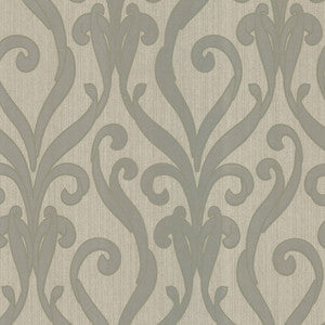 Medusa Olive Swirl Modern Damask Wallpaper by Kenneth James