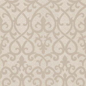 Giselle Light Brown Ironwork Damask Wallpaper by Kenneth James