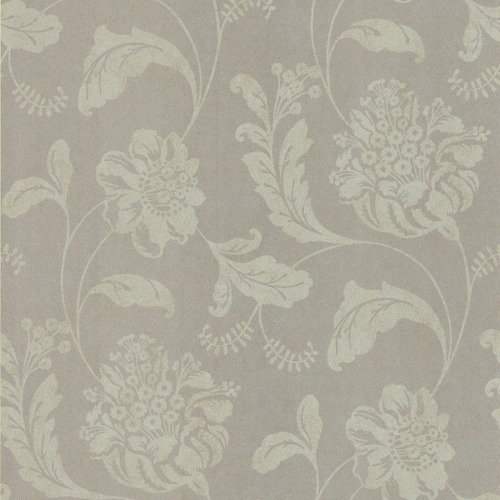 Aaliyah Grey Affabre Jacobean Wallpaper by Kenneth James Serene Covers about 56.4 square feet 20.5-in by 33-ft long roll Unpasted 21 - Fabric Carolina -