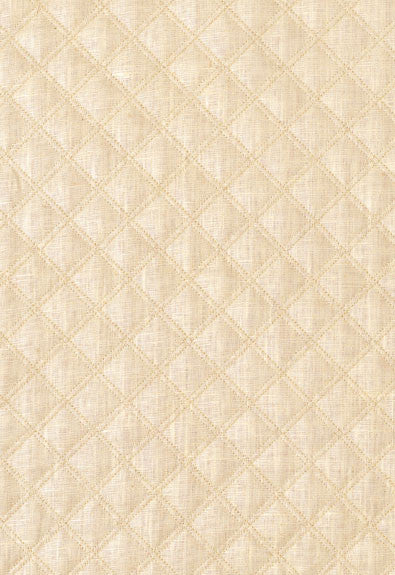 Thayer Quilted Linen Parchment 62150 by Schumacher Fabric Chroma 67% Linen, 18% Polyester, 15% Cotton Martindale 8,500 Horizontal: 1.625 and Vertical: 2 54 - Fabric Carolina -