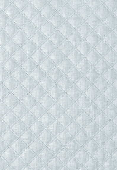 Thayer Quilted Linen Aqua 62152 by Schumacher Fabric Chroma 67% Linen, 18% Polyester, 15% Cotton Martindale 8,500 Horizontal: 1.625 and Vertical: 2 54 - Fabric Carolina -