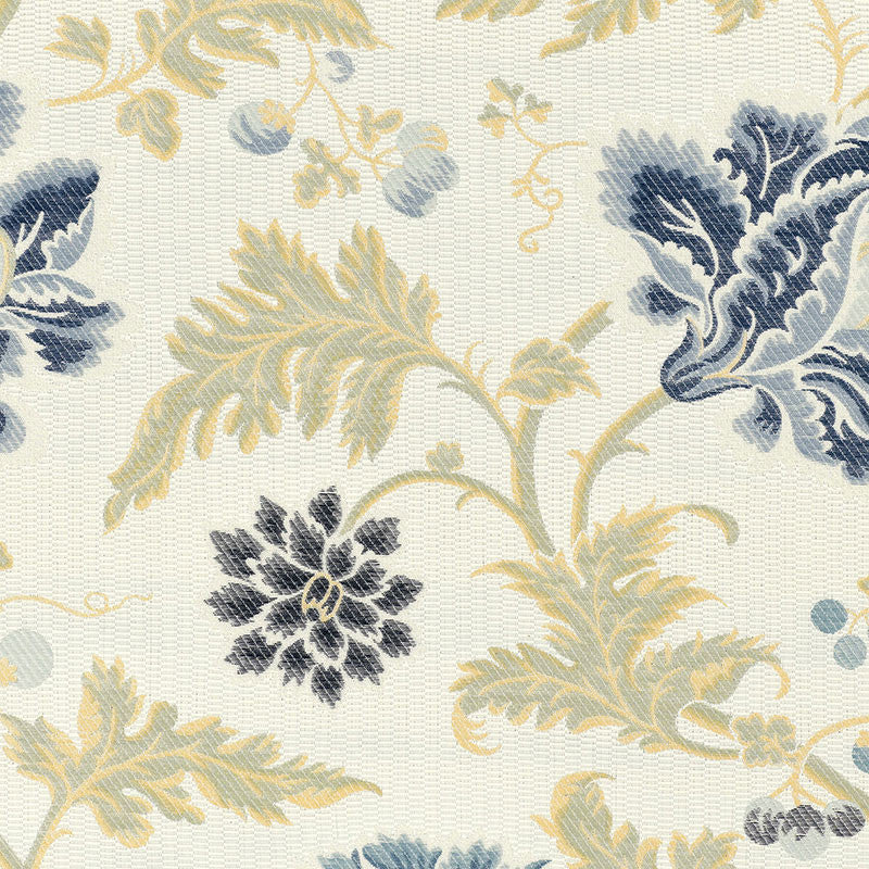 Lampasso Flori Delft 62193 by Schumacher Designer Fabric PALAZZO See Sample ITALY . </p><p>Repeat: Horizontal: 13 5/8" (35CM) and Vertical: 22 1/4" (57CM) 54 1/2" WIDE (138CM) - Swanky Fabrics -