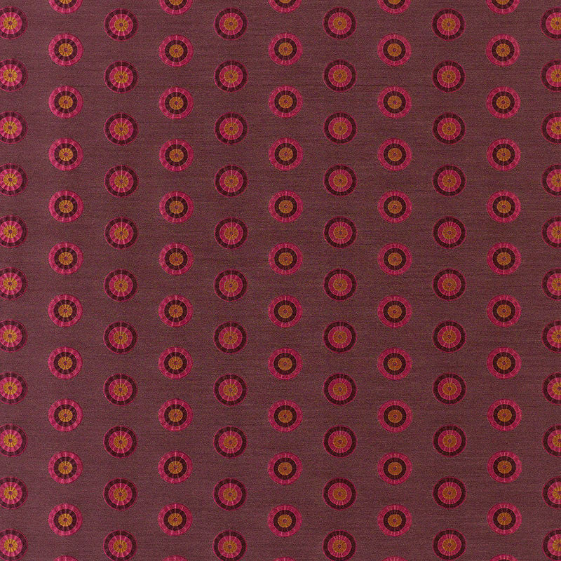 Shibori Circle Claret & Berry 62240 by Schumacher Fabric MODERN WOVENS See Sample INDIA . </p><p>Repeat: Horizontal: 4 3/8" (11CM) and Vertical: 2 1/8" (5CM) 52 7/8" WIDE (134CM) - Fabric Carolina -