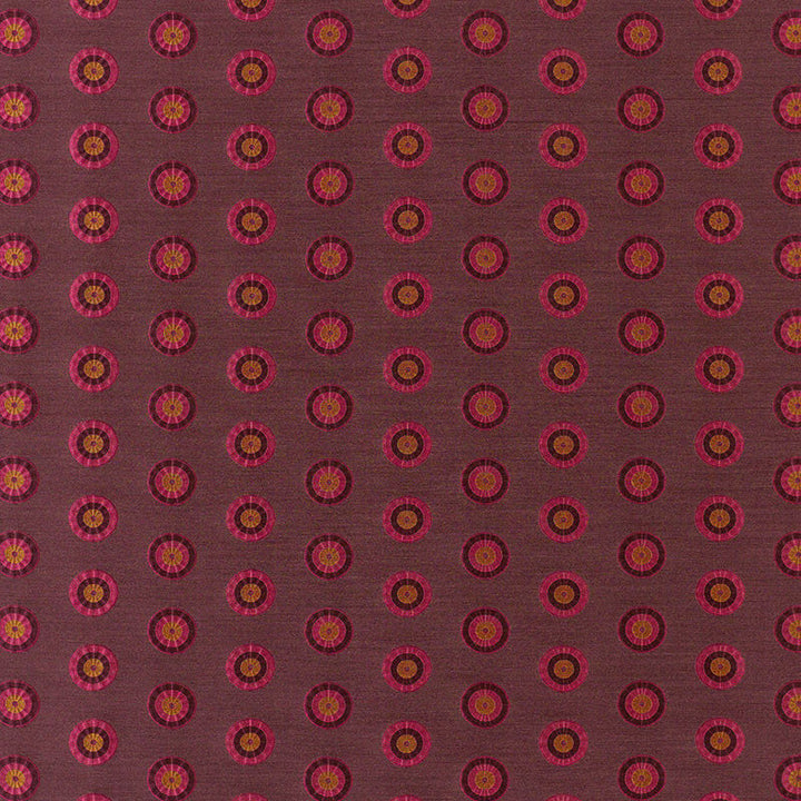 Shibori Circle Claret & Berry 62240 by Schumacher Fabric MODERN WOVENS SILK 100% INDIA </p><p>Repeat: Horizontal: 4 3/8" (11CM) and Vertical: 2 1/8" (5CM) 52.875 - Fabric Carolina -