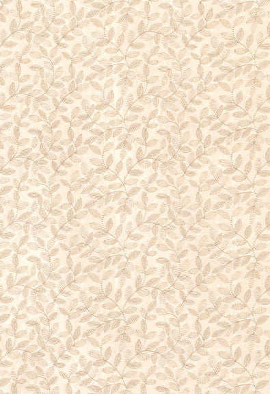 Manor Leaf Embroidery Ecru 62360 by Schumacher Fabric Chroma 46% Silk, 37% Viscose, 17% Polyester - Horizontal: 6.125 and Vertical: 3 52.625 - Fabric Carolina -