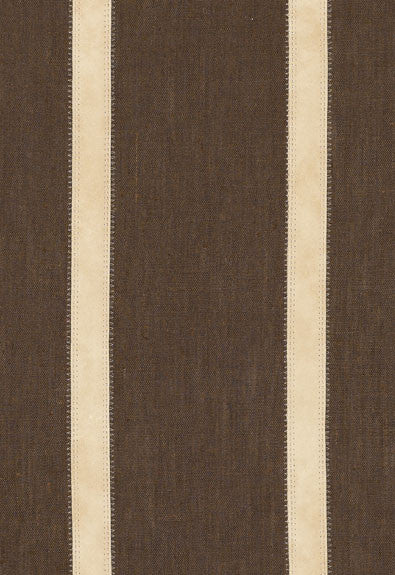 Leather Stripe Cocoa 62512 by Schumacher Fabric COLLECTION-NAME-TBA-62510 85% Linen, 8% Polyurethane, 6% Viscose, 1% Polyester Wyzenbeek 20,000 Horizontal: 6 and Vertical: - 55 - Fabric Carolina -