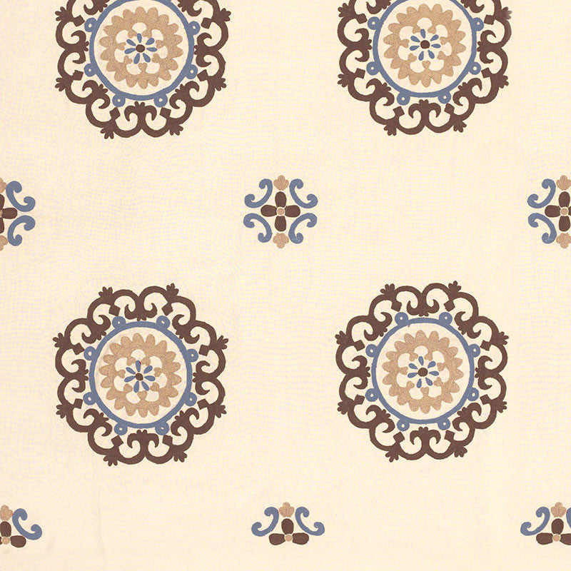 Konya Suzani Mocha / Dusk 62671 by Schumacher Designer Fabric CLASSIC WOVENS See Sample INDIA . </p><p>Repeat: Horizontal: 26 3/4" (68CM) and Vertical: 23" (58CM) 53 1/2" WIDE (136CM) - Swanky Fabrics -