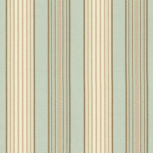 Saratoga Cotton Stripe Aqua / Flax/ Mocha 62962 by Schumacher Fabric