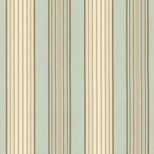 Saratoga Cotton Stripe Aqua / Flax/ Mocha 62962 by Schumacher Fabric