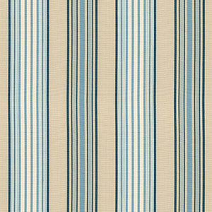 Saratoga Cotton Stripe Indigo / Chambray / Beige 62963 by Schumacher Fabric
