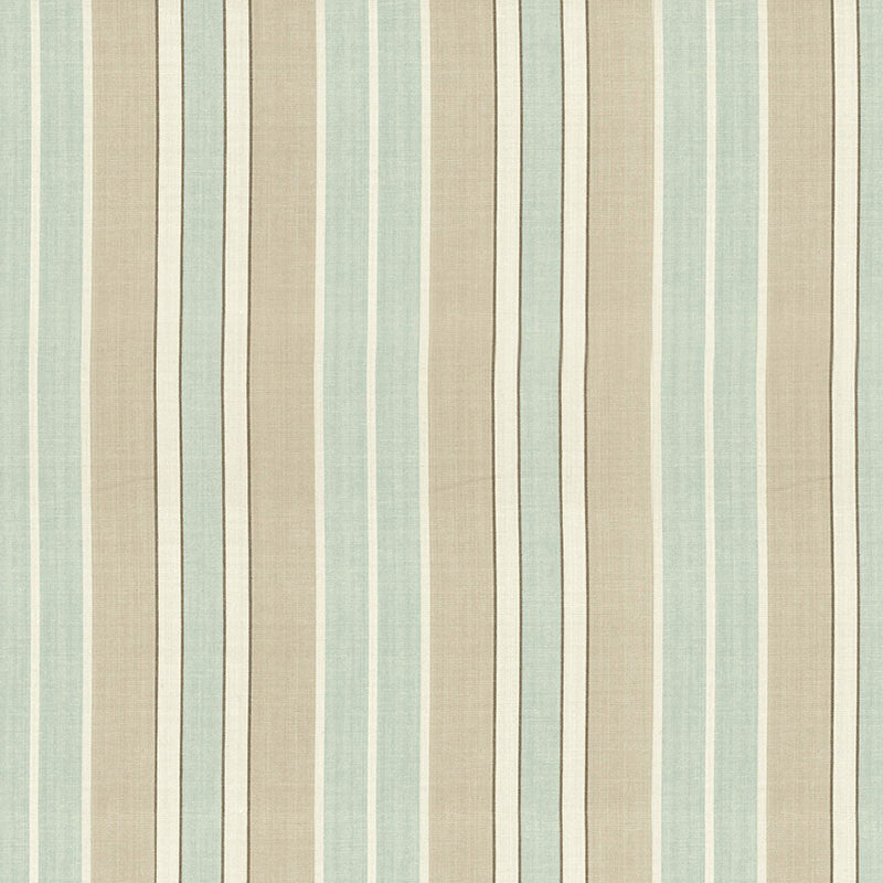 Beacon Cotton Stripe Aqua/Flax/Ivory 62991 by Schumacher Designer Fabric COUNTRY HOUSE COTTONS See Sample INDIA . </p><p>Repeat: Horizontal: 6 3/4" (17CM) and Vertical: - 54" WIDE (137CM) - Swanky Fabrics -