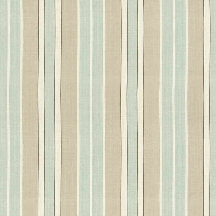 Beacon Cotton Stripe Aqua/Flax/Ivory 62991 by Schumacher Designer Fabric COUNTRY HOUSE COTTONS See Sample INDIA . </p><p>Repeat: Horizontal: 6 3/4" (17CM) and Vertical: - 54" WIDE (137CM) - Swanky Fabrics -