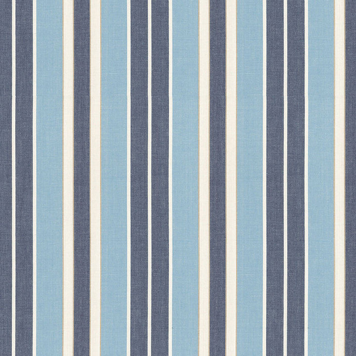 Beacon Cotton Stripe Chambray/Indigo/Ivory 62993 by Schumacher Designer Fabric COUNTRY HOUSE COTTONS See Sample INDIA . </p><p>Repeat: Horizontal: 6 3/4" (17CM) and Vertical: - 54" WIDE (137CM) - Swanky Fabrics -